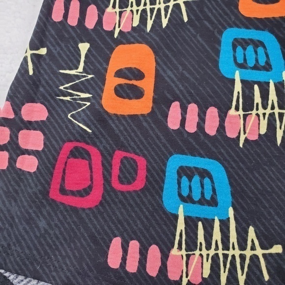 Lularoe Classic T L Black Mod Retro 90s 80s Blue O - Picture 2 of 5